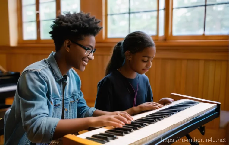 음악테라피사 취업 전 준비 사항 - **Prompt:** A vibrant music therapy classroom scene. A diverse group of young adult and mature stude...