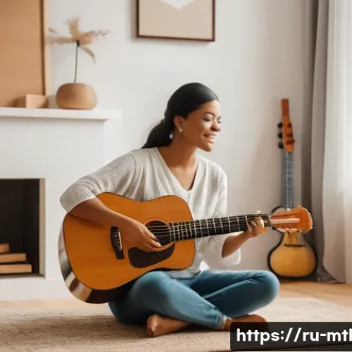 음악테라피사 경험담 - A serene music therapy session in a modern, cozy room with soft natural lighting, featuring a calm a...